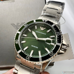 [星晴錶業]ARMANI手錶,42mm,AR00011墨綠色錶面銀綠色錶殼銀色精鋼錶帶款, , large