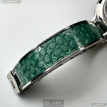 [星晴錶業]COACH手錶,26mm,CH00221銀白色錶面銀錶殼綠精鋼錶帶款, , large