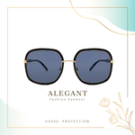 韓流時尚沐稻棕微方圓弧設計墨鏡/UV400太陽眼鏡〔ALEGANT〕, , large