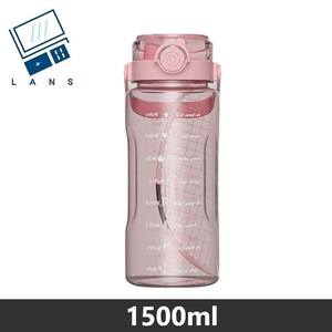 Large-capacity portable water cup, sports water jug, double drinking mouth, high temperature resistant, straw cup, juice cup, filter cup, water jug 1500ML - pink 