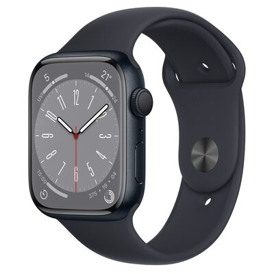 Apple Watch S8 GPS ; 45mm 午夜色鋁金屬錶殼搭配午夜色運動型錶帶 臺灣公司貨 + 贈