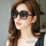 羽柔復古彷若黑銀邊質感墨鏡/UV400太陽眼鏡〔ALEGANT〕, , large