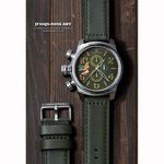 elegantsis JF48QS機頭藝術-女郎計時手錶-綠/48mm ELJF48QS-OG03LC, , large