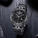 CITIZEN 星辰 光動能復古風計時手錶-急速黑 AT2145-86E, , large