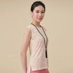 YOGA FLOW Burn Out Tank ( L ) - 圓領長版燒花罩衫 - 茱萸粉 Salmon, , large