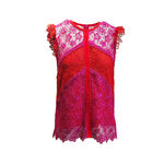 PINKO紅色蕾絲裝飾袖上衣, , large