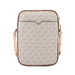 Michael Kors 金字滿版塗層帆布拉鍊中款直式斜背包/香草色, , large