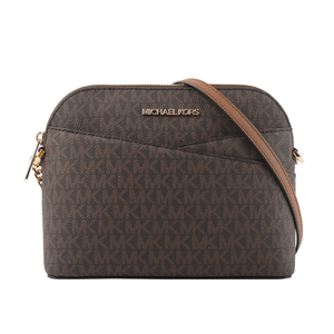 Michael Kors 金字滿版塗層帆布口袋貝殼包/咖啡色