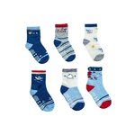 [Kaimei Cotton] MIT Made in Taiwan Pure Cotton Anti-Slip Children's Socks (3-6 years old) - Baby Shark Style - 8 pairs, , large