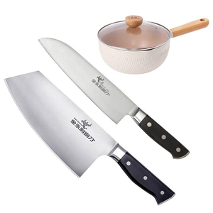 【金永利鋼刀】A1-2切刀+F8三德刀+LMG 錘紋不沾雪平鍋20cm
