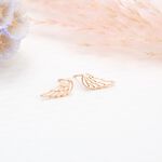 【Angel & Me】天使 夢想 翅膀 Wing s925 純銀 厚鍍 18k 玫瑰金 一對 耳環 耳夾 生日 禮物, , large