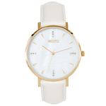 [MEDOTA] GLITTER shell surface minimalist diamond leather strap ladies watch-Gold / GE-12204, , large