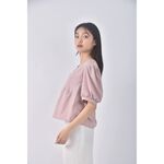 (S) 排扣粉色短袖上衣二手衣, , large