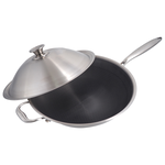 CLARE典鑽316不鏽鋼陶晶不沾炒鍋-36cm-單柄-附蓋-1支, , large