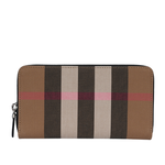 BURBERRY 大格紋帆布ㄇ形拉鍊長夾/灰褐色/棕色, , large