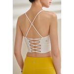 YOGA FLOW Dale Bra - 交錯層次短版上衣 - 月光白 White, , large