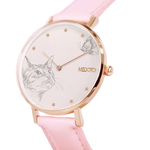 [MEDOTA] Love collection minimalist cat pink leather strap ladies watch-Rose Gold / LO-10502, , large
