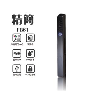 【FIBRE琺博 FB61X精簡 60匣】藍牙APP/指紋/感應卡片/密碼/鑰匙智慧推拉電子門鎖(附基本安裝)