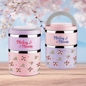 Disney Sakura Mickey Mouse 304 Stainless Steel Double-Layer Insulated Large Food Bucket (1.5L) - Pink