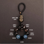 【A&R】招財開運 海藍寶黑曜石五行補水貔貅鑰匙扣掛飾, , large