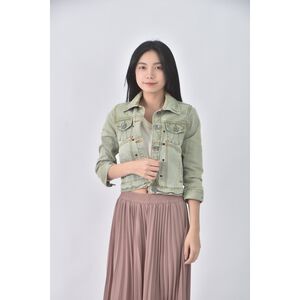 (S) gozo丹寧牛仔質感綠色外套二手衣