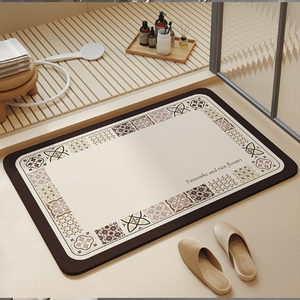 Nano suede soft diatomaceous earth water-absorbent anti-slip floor mat