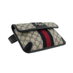 GUCCI GG Supreme 帆布藍紅織帶Ophidia 腰包95cm/藍色/米灰色, , large