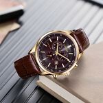 CITIZEN 星辰 亞洲限定款 光動能三眼計時手錶 送禮-咖啡x玫瑰金/42mm AT2573-07X, , large