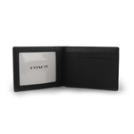 COACH Logo 壓印荔枝皮革對開證件照短夾/黑色, , large