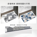 【Monster】 rubber anne 10-Second Ultra-Absorb Soft Diatomaceous Earth Mat – Hexagon Tile Series (60x40cm) – Blue Porcelain Tile, , large