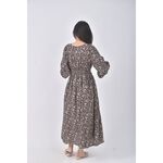 (S) earth music ecology碎花質感V領棕色洋裝二手衣, , large