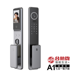 【TEW台熱牌】智能7合1推拉式電子鎖/門鎖(A1)(人臉/指紋/密碼/卡片/鑰匙/APP遠端開門/雙向通話)(附基本安裝)