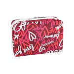 Lesportsac Extra Large Rectangular Cosmetic 加大型化妝包/ 莓果色愛情手繪風, , large
