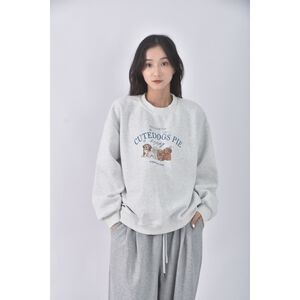 (F) mm slx韓牌狗狗灰色長袖上衣二手衣