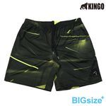 KINGO-超大尺碼-鬆緊 滿版 排汗短褲-黃-415301, , large