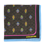 COACH 機器人圖案真絲方巾/胡桃木棕, , large