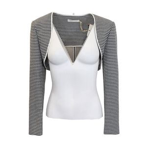 格紋小掛肩鑲邊短外套,  格紋小掛肩鑲邊短外套