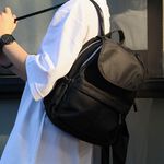 【YUN JOIN】輕巧休閒後背包-黑色 休閒背包 隨身包 通勤背包 畢業禮物 女包 全素面 磁吸, , large