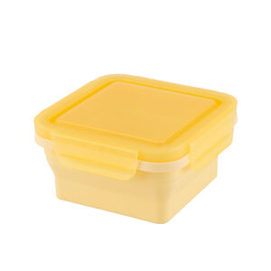 HOUSUXI 正方形矽膠折折盒500ml-嫩黃色