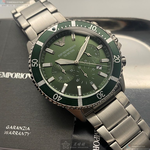 [星晴錶業]ARMANI手錶,44mm,AR00021墨綠色錶面銀錶殼銀色精鋼錶帶款, , large