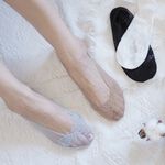 [Kaimei Cotton] 10 pairs set of black mesh lace seamless breathable invisible socks to prevent slipping shallow socks, , large