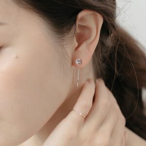 【A&R】s925純銀時尚OL玫瑰花流蘇耳線款  附馬卡收納盒
