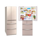 MITSUBISHI 525L Glass Mirror Finish 6-Door Inverter Refrigerator MR-WX53C, , large