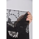 (M) 蕾絲透膚拼接黑色短袖上衣二手衣, , large