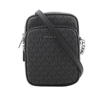 Michael Kors 銀字滿版塗層帆布拉鍊中款直式斜背包/黑色, , large