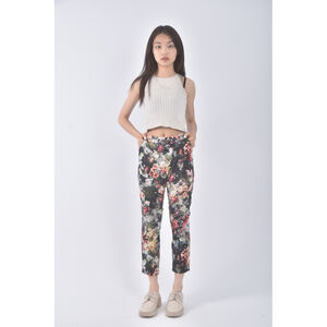 (L) 質感油畫綠色長褲二手衣