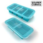 官方直營【Souper Cubes】多功能食品級矽膠保鮮盒_湖水綠2件組(2格+4格), , large
