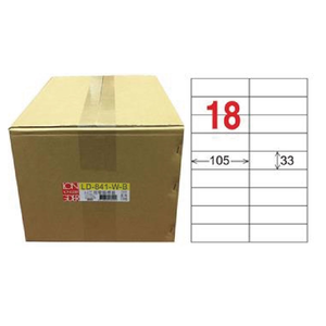 【龍德】LONGDER 三用電腦標籤 A4 18格 33*105mm 白色1000張/箱 LD-841-W-B(適用雷射、噴墨、影印)