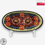 【SOLO Vintage】Cerraf Polish Pottery 19cm Oval Plate Banquet of Elegant Red Series Made in Poland, , large