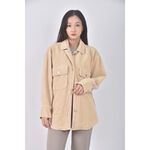 (L) genquo質感燈芯絨杏色外套二手衣, , large